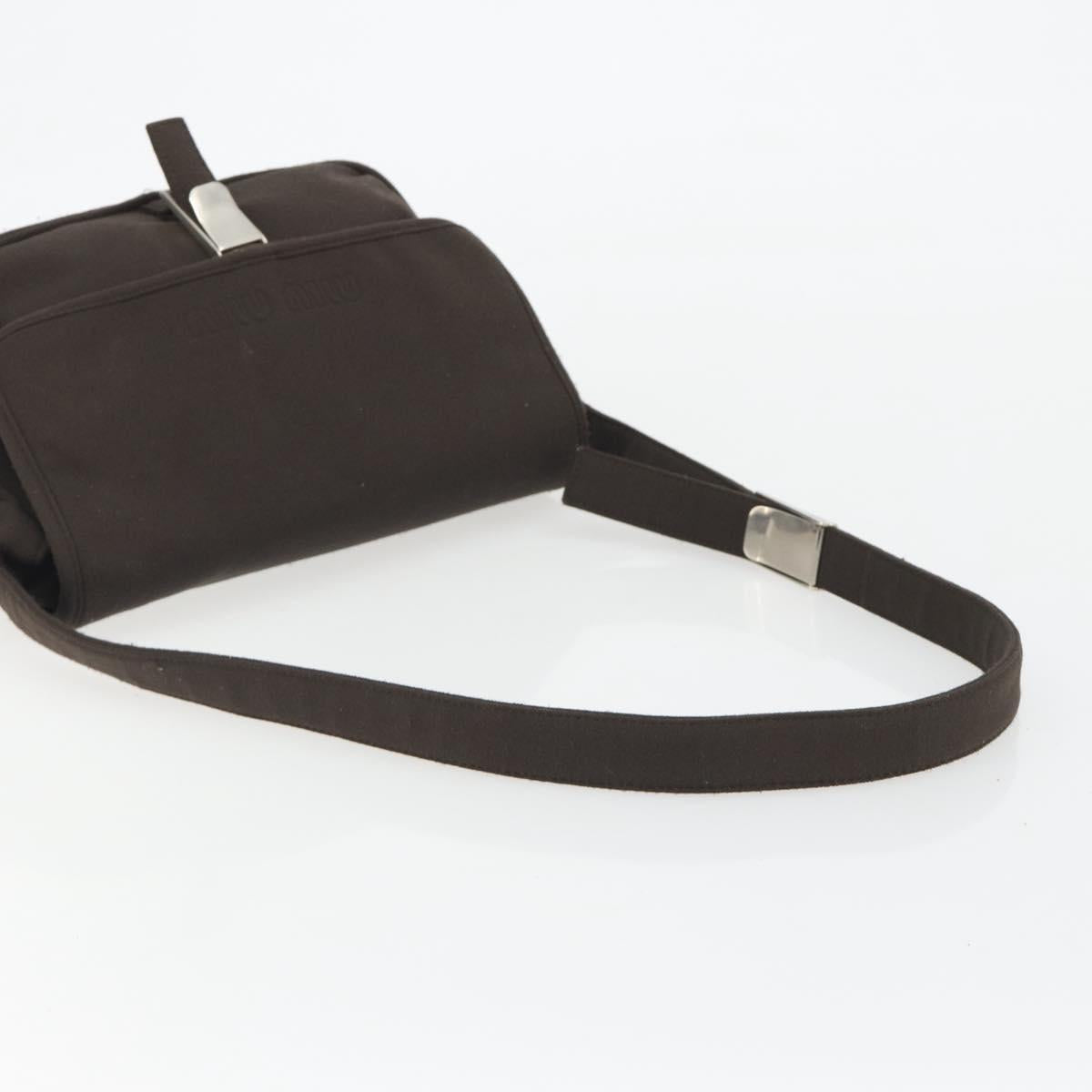 Miu Miu Shoulder Bag Cotton Jersey Brown Silver Auth 191297A
