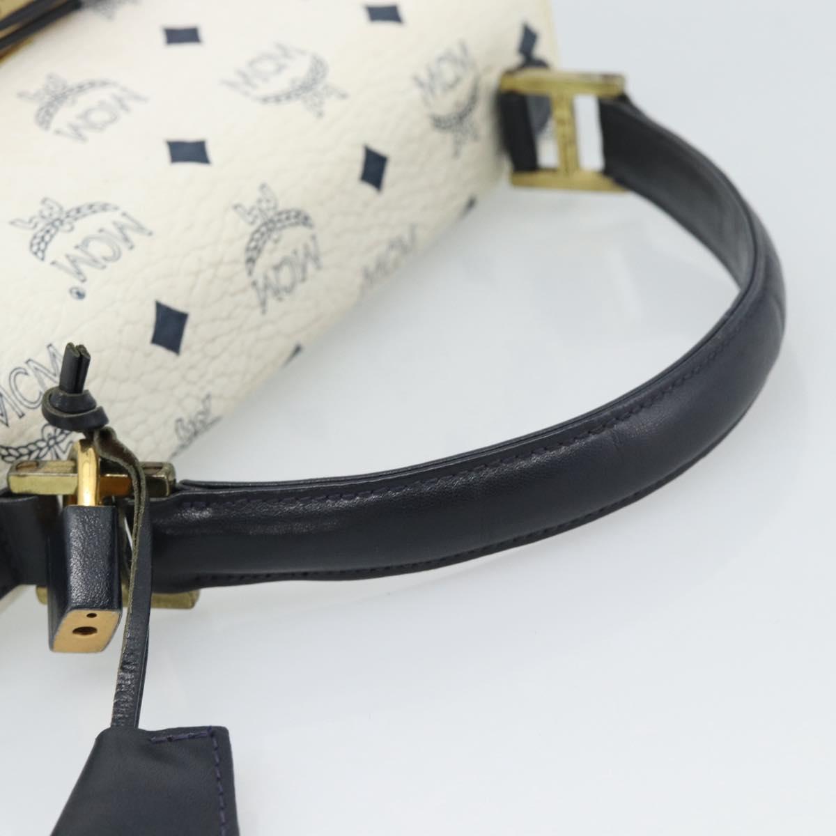 MCM Vicetos Logogram Hand Bag PVC Leather White Gold Auth 191298