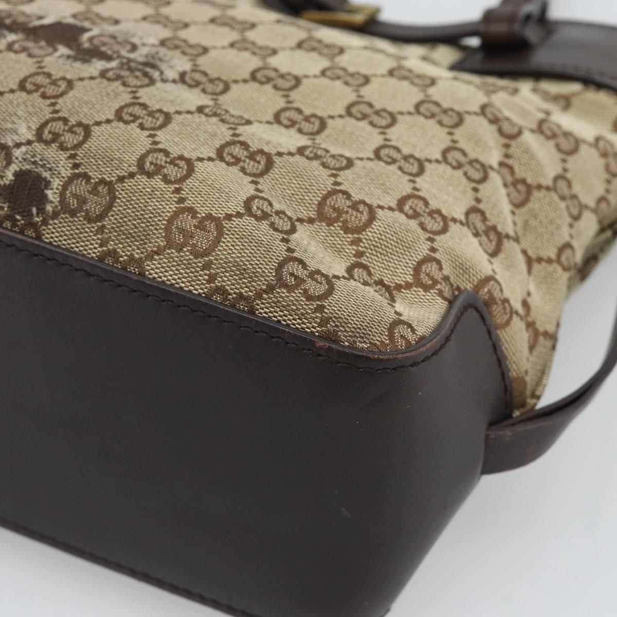 GUCCI GG Canvas Tote Bag Beige Gold 107757 Auth 191299