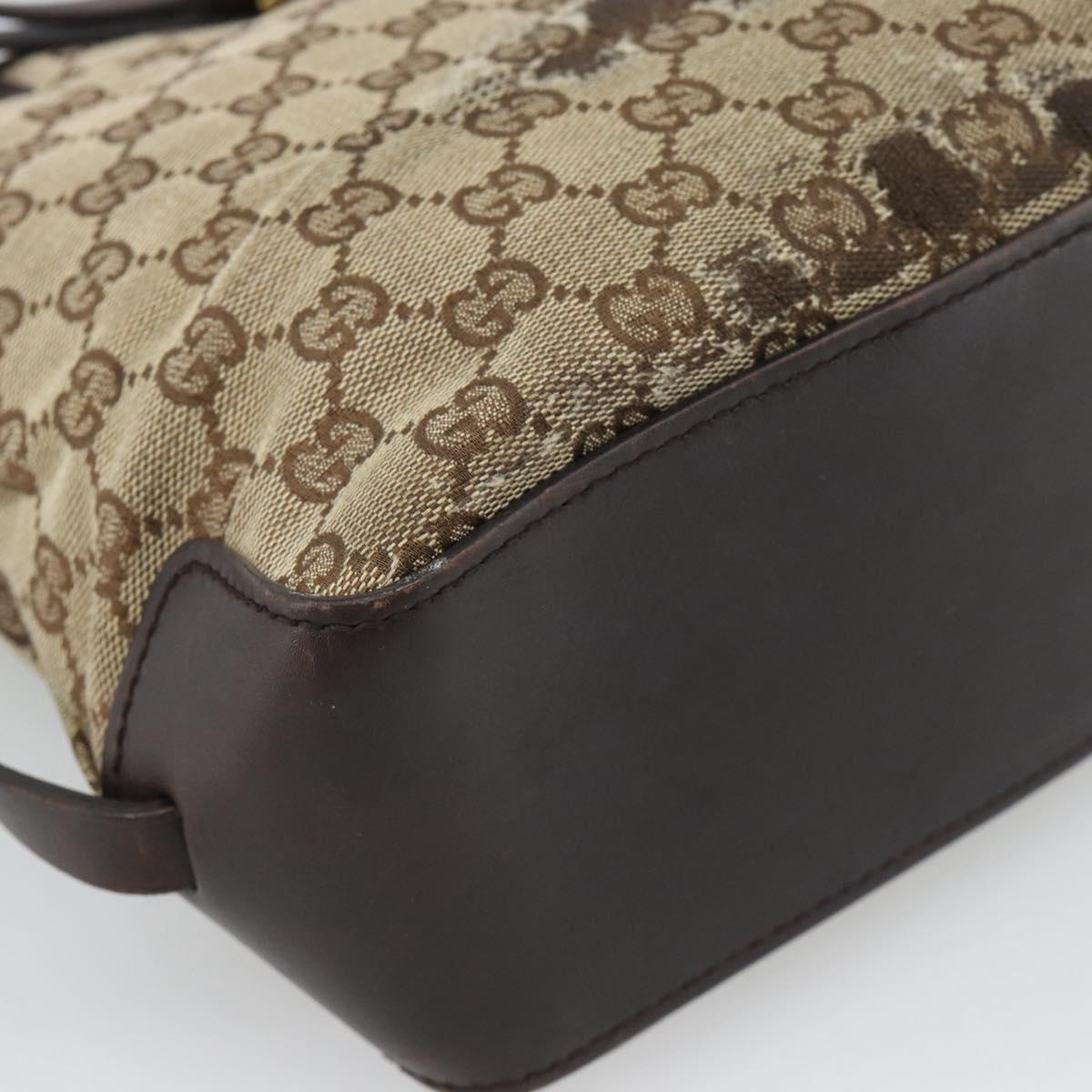 GUCCI GG Canvas Tote Bag Beige Gold 107757 Auth 191299