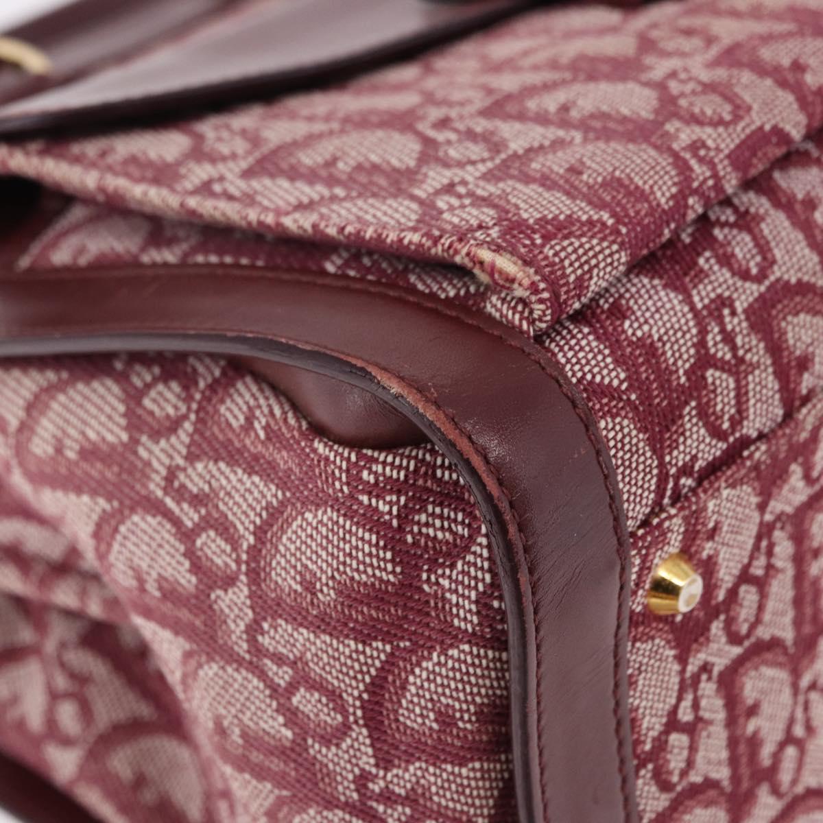 Christian Dior Trotter Canvas Hand Bag Red Gold Auth 191301V