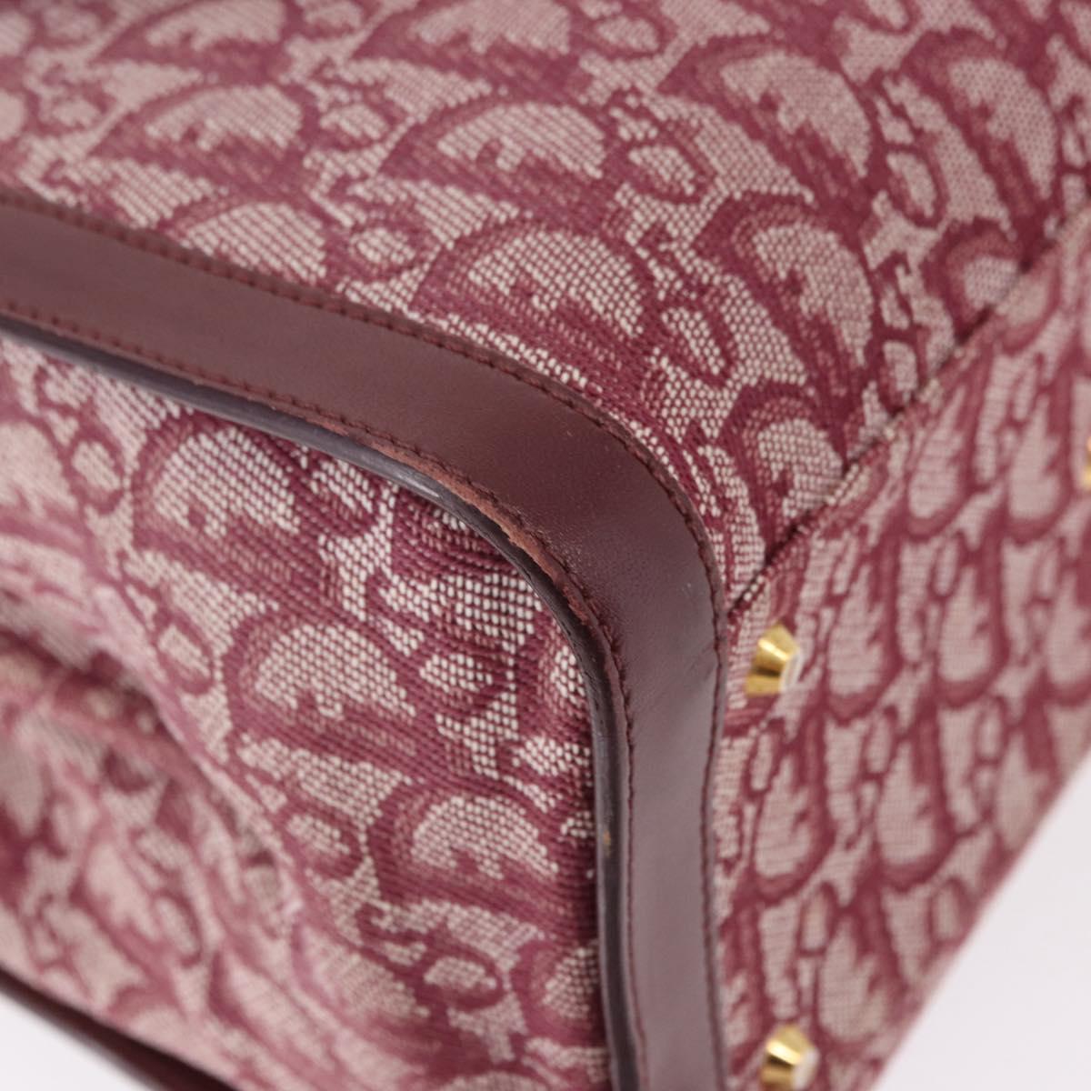 Christian Dior Trotter Canvas Hand Bag Red Gold Auth 191301V