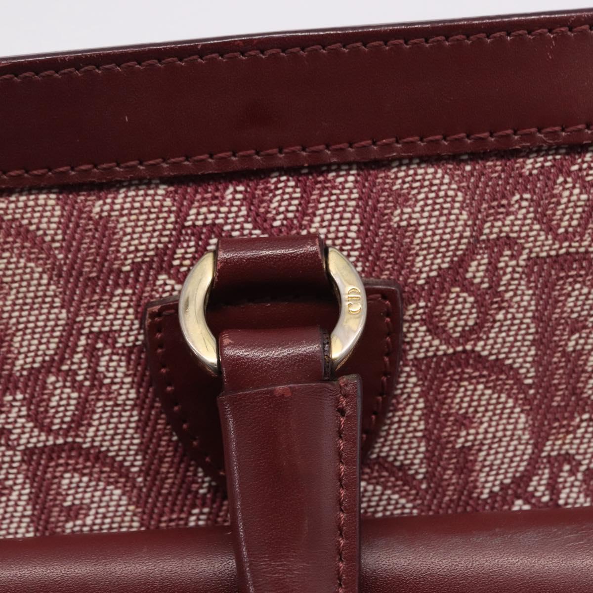 Christian Dior Trotter Canvas Hand Bag Red Gold Auth 191301V