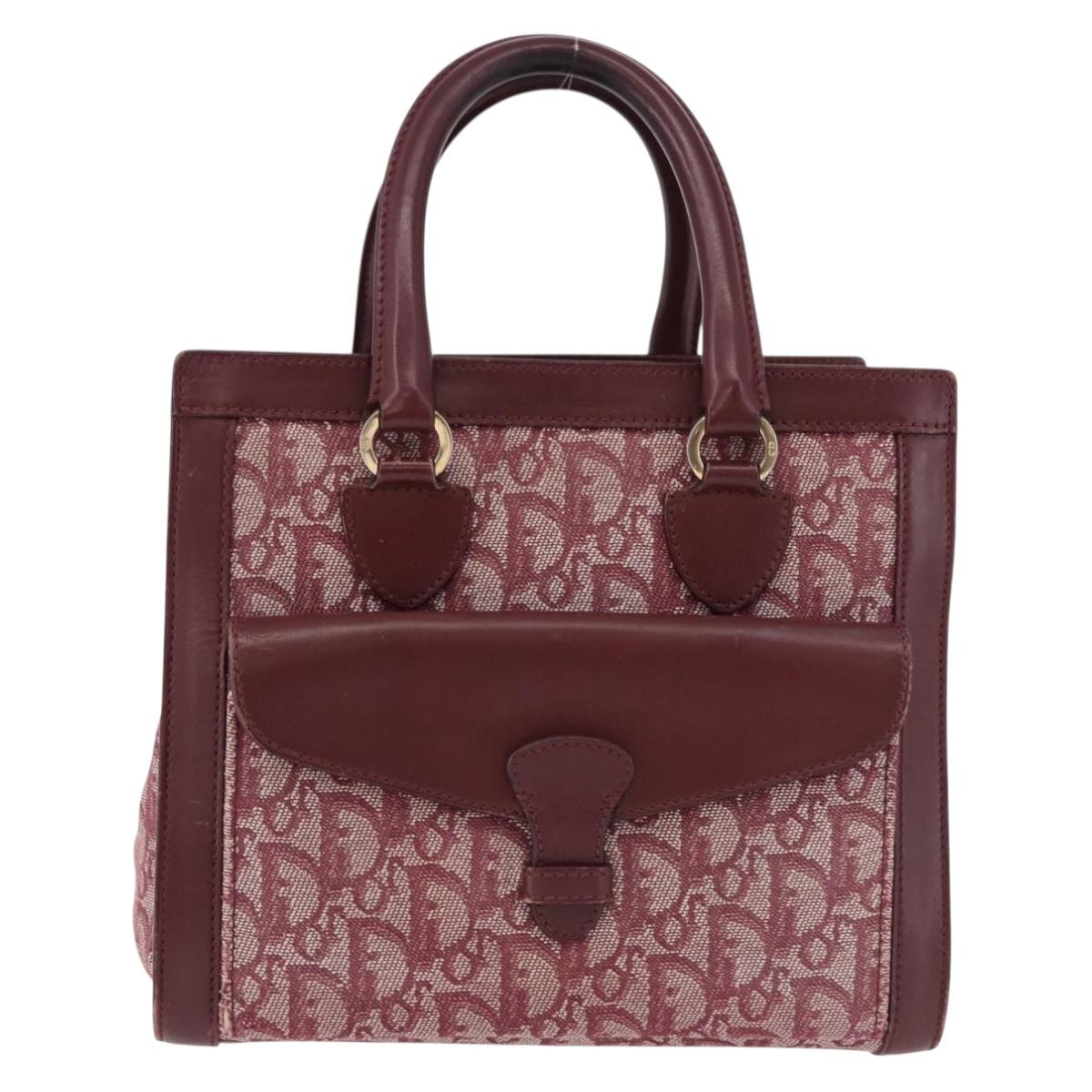 Christian Dior Trotter Canvas Hand Bag Red Gold Auth 191301V