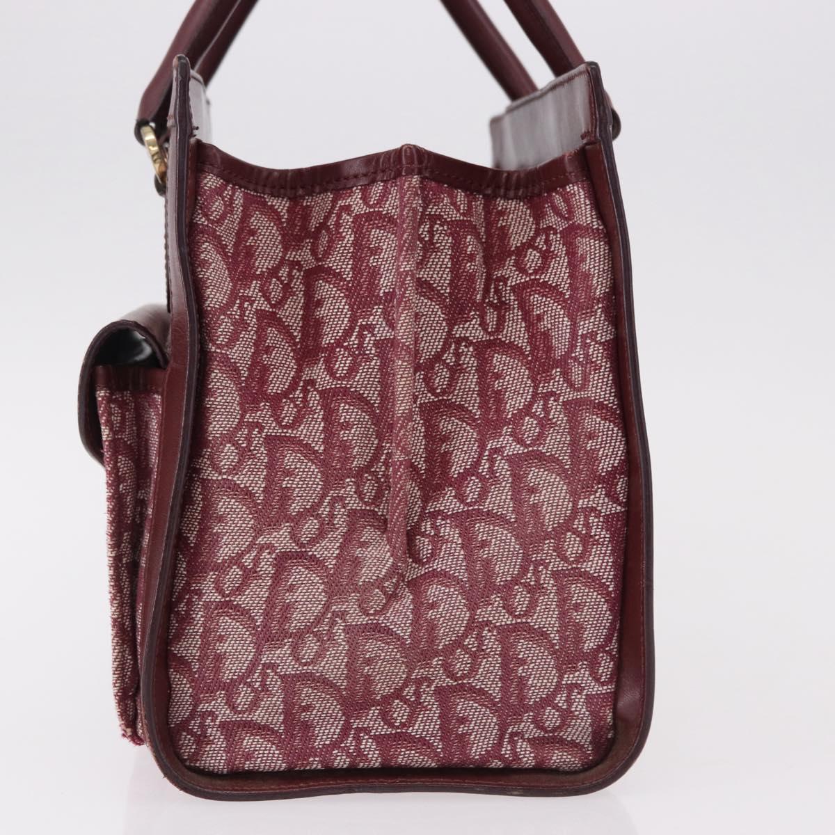 Christian Dior Trotter Canvas Hand Bag Red Gold Auth 191301V
