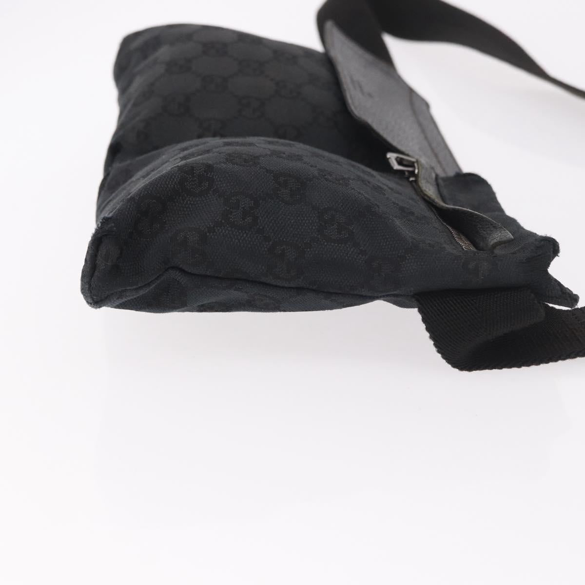 GUCCI GG Canvas Waist Bag Black Silver 28566 Auth 191304
