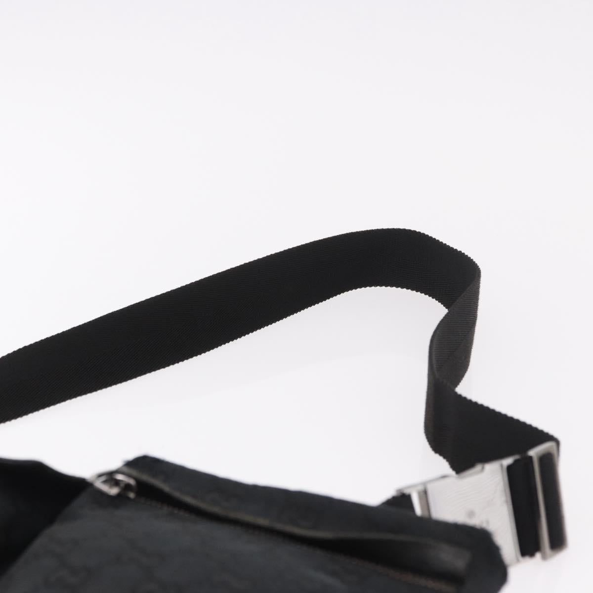 GUCCI GG Canvas Waist Bag Black Silver 28566 Auth 191304