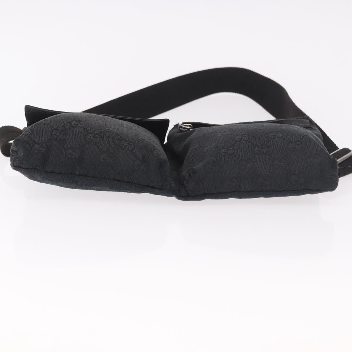 GUCCI GG Canvas Waist Bag Black Silver 28566 Auth 191304