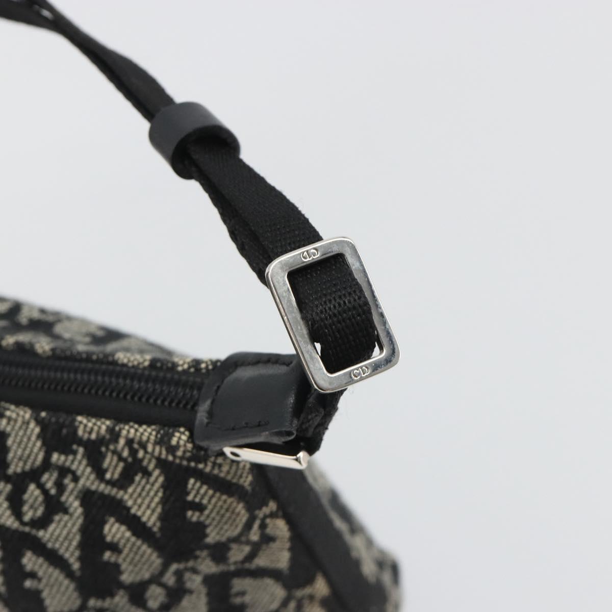 Christian Dior Trotter Canvas Shoulder Bag Black Silver Auth 191305V