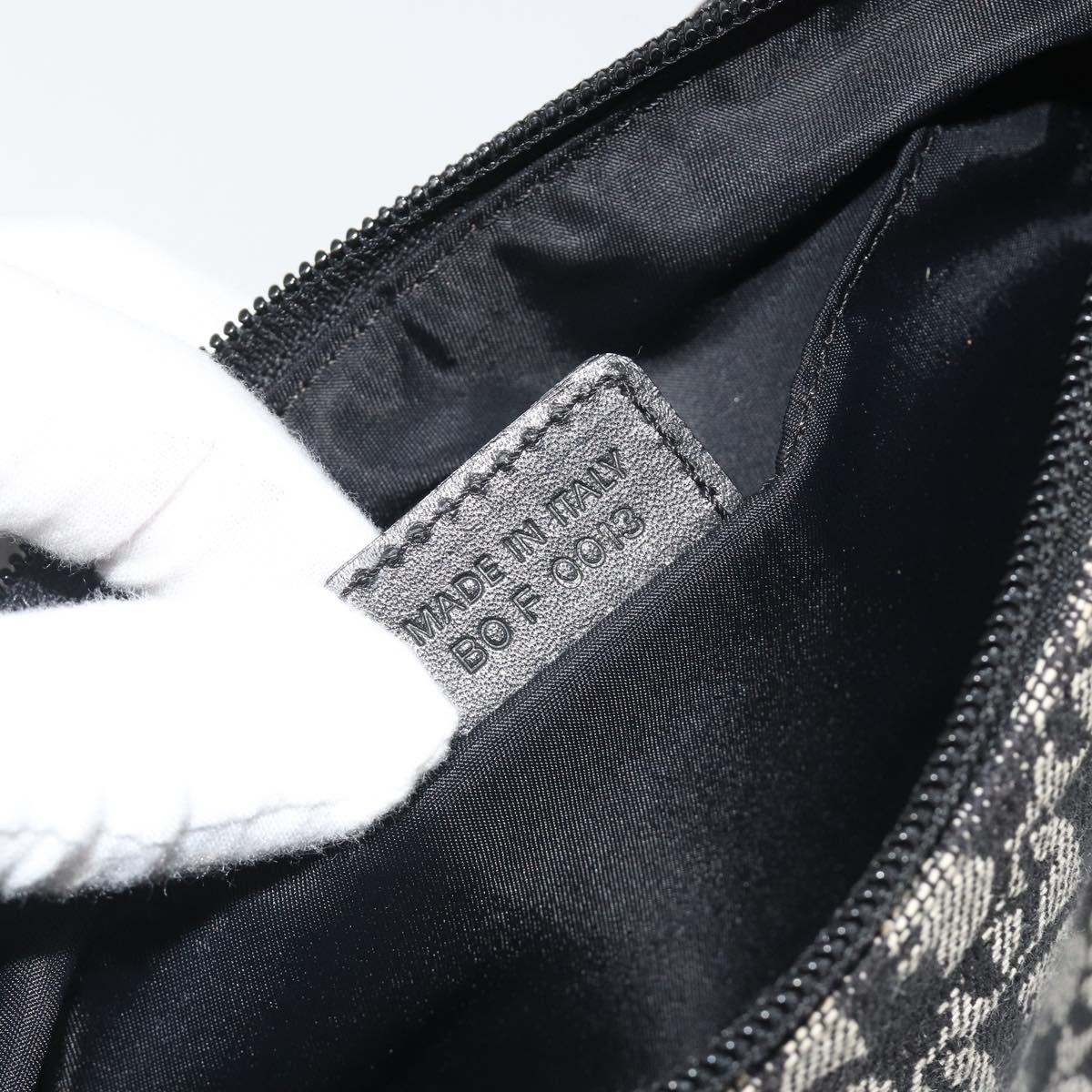 Christian Dior Trotter Canvas Shoulder Bag Black Silver Auth 191305V