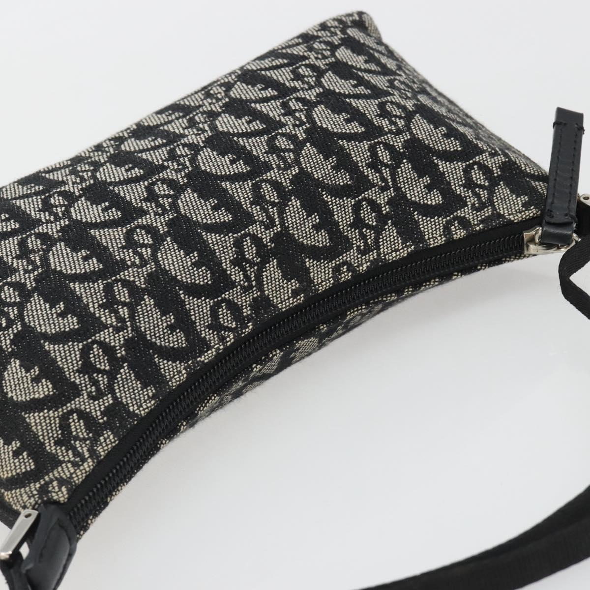 Christian Dior Trotter Canvas Shoulder Bag Black Silver Auth 191305V