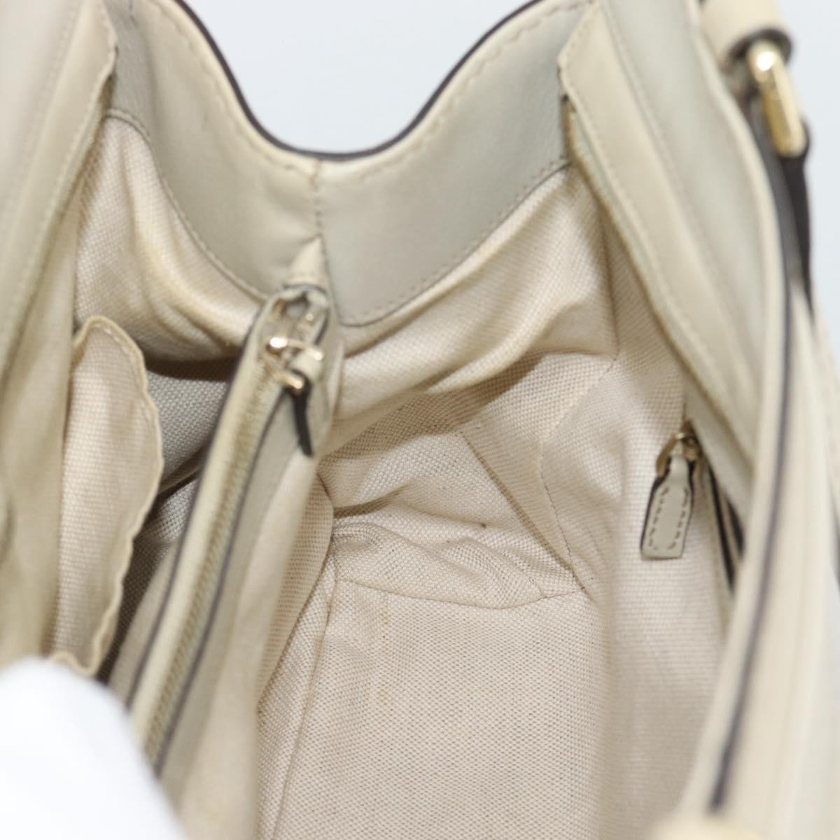 GUCCI GG Canvas Guccissima Mayfair Bag Leather Beige Gold 257063 Auth 191307A