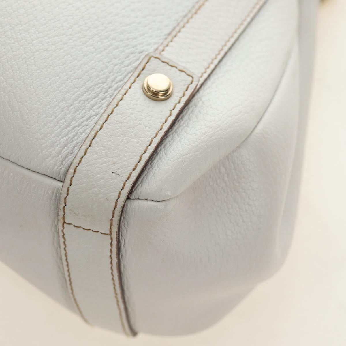 GUCCI Abbey Tote Bag Leather White Gold 130736 Auth 191308V