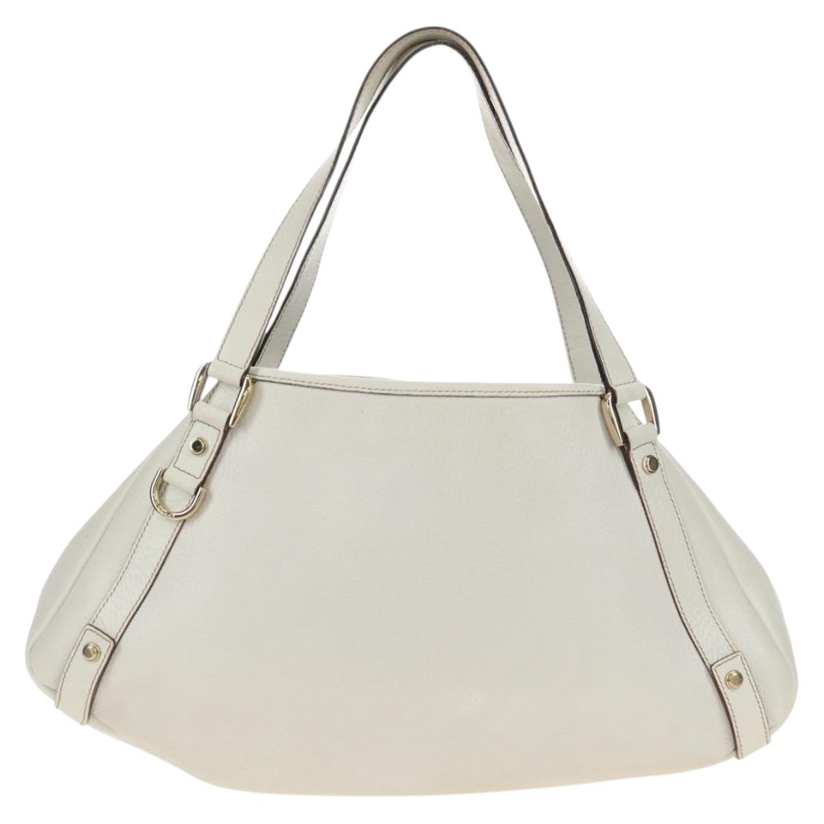 GUCCI Abbey Tote Bag Leather White Gold 130736 Auth 191308V