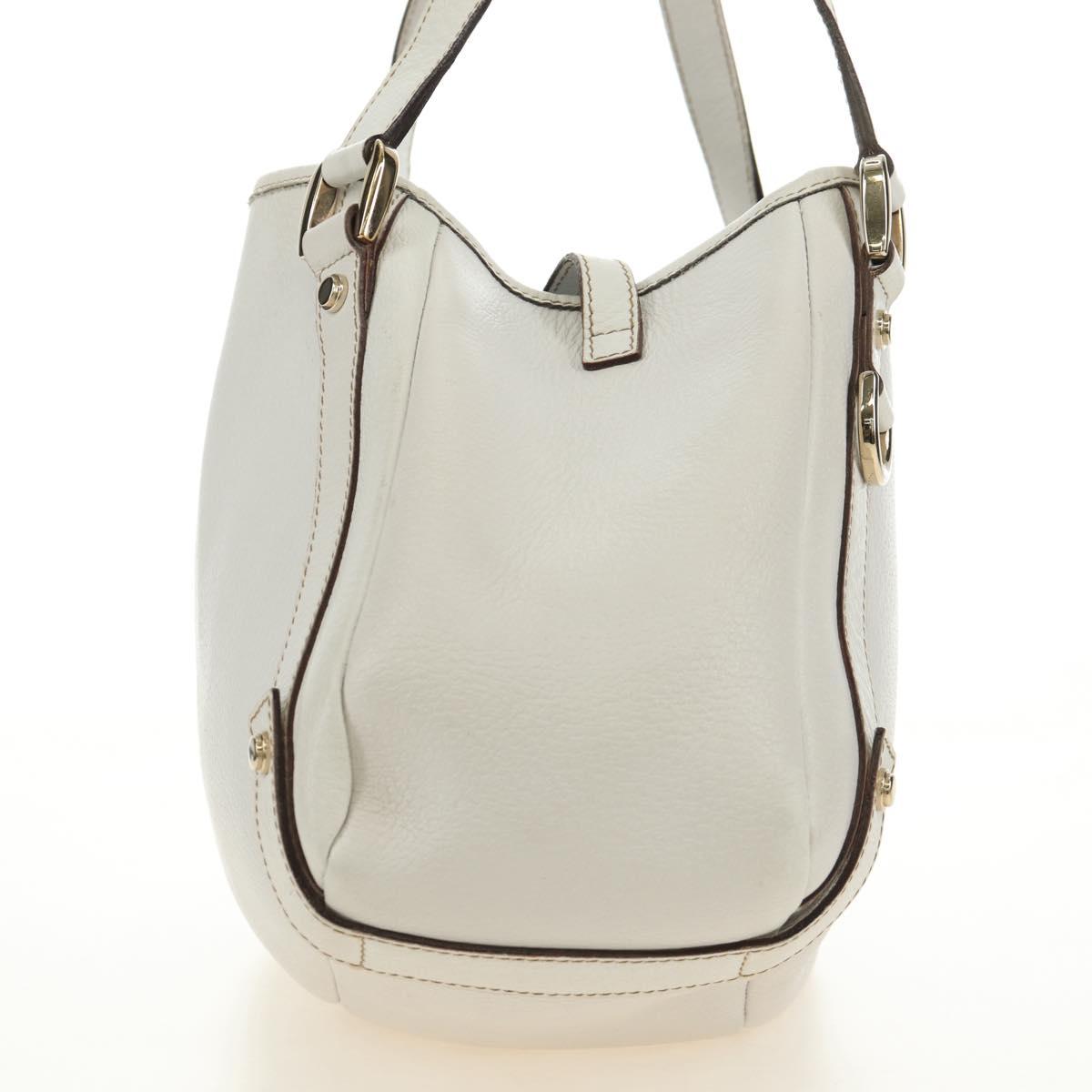 GUCCI Abbey Tote Bag Leather White Gold 130736 Auth 191308V