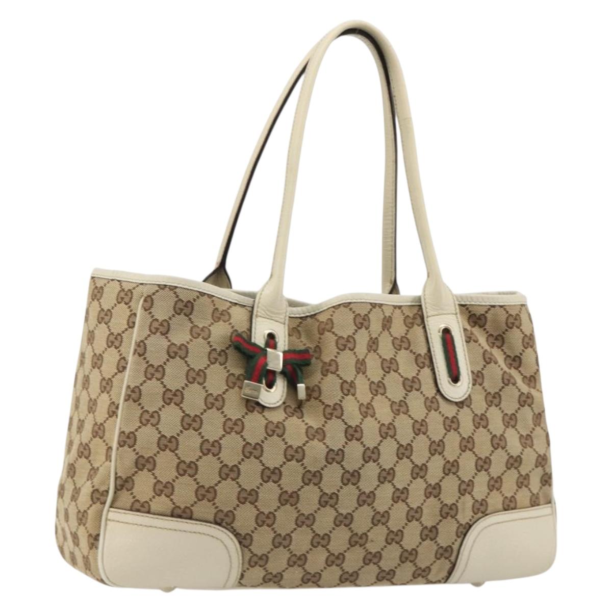 GUCCI GG Canvas Princi Tote Bag Beige Gold 163805 Auth 191309V