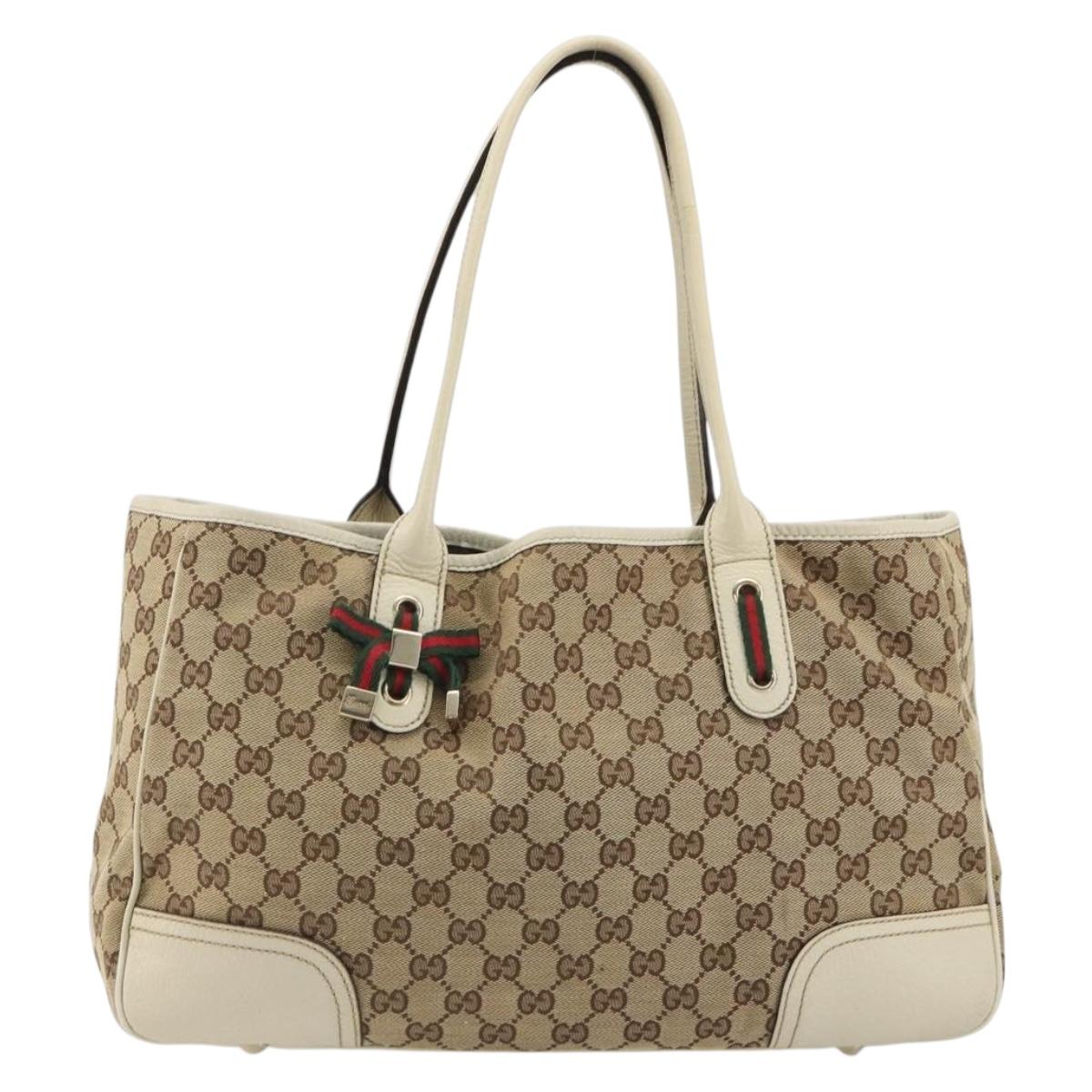 GUCCI GG Canvas Princi Tote Bag Beige Gold 163805 Auth 191309V