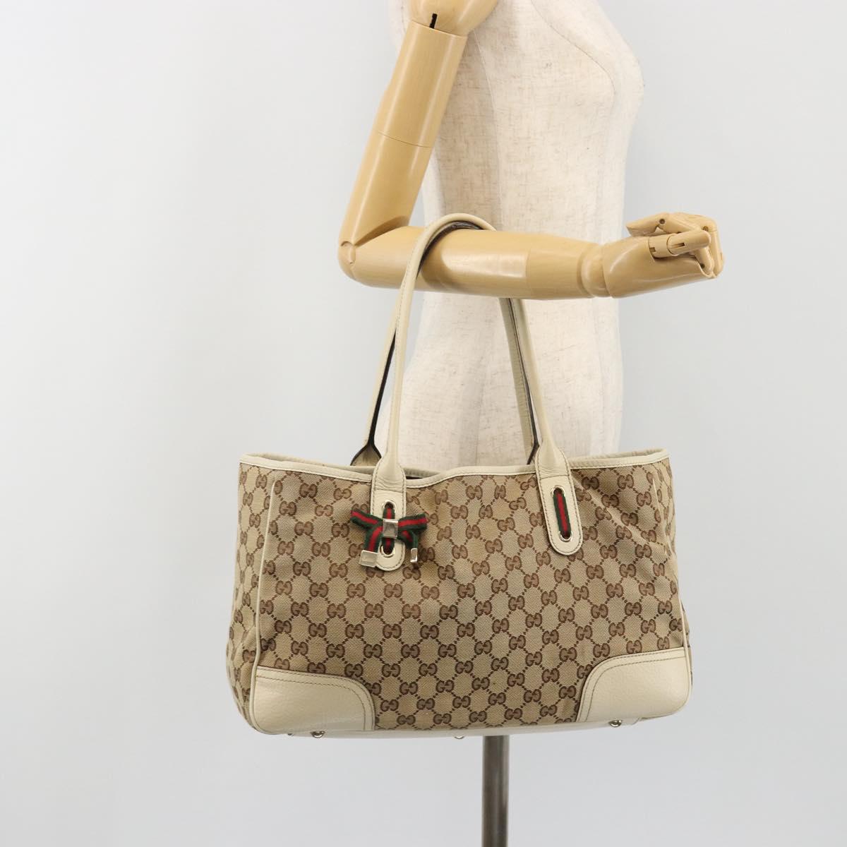 GUCCI GG Canvas Princi Tote Bag Beige Gold 163805 Auth 191309V