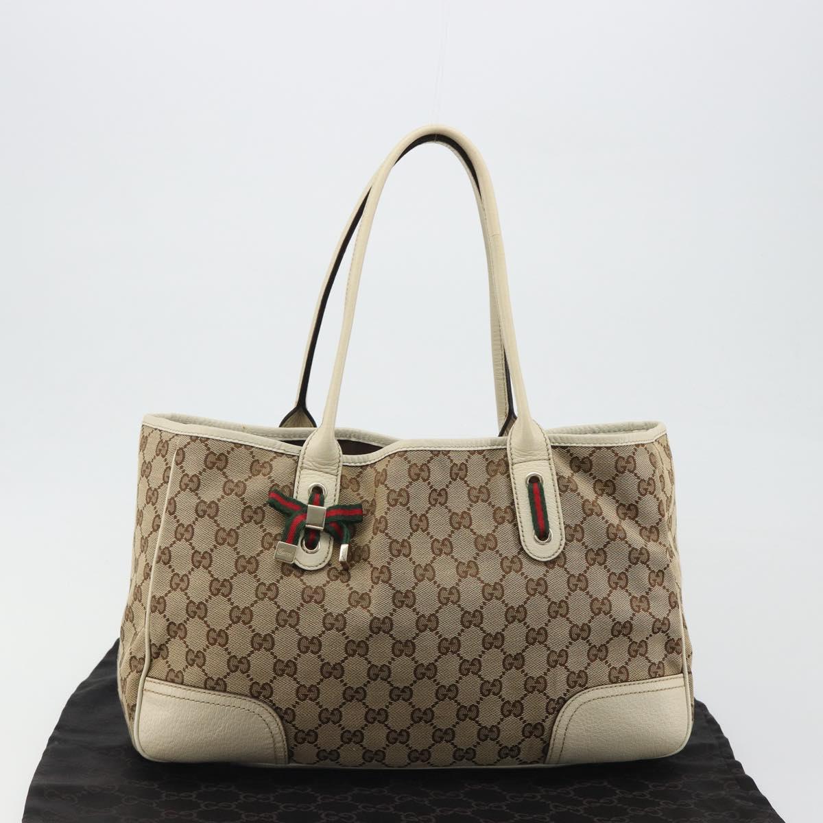 GUCCI GG Canvas Princi Tote Bag Beige Gold 163805 Auth 191309V