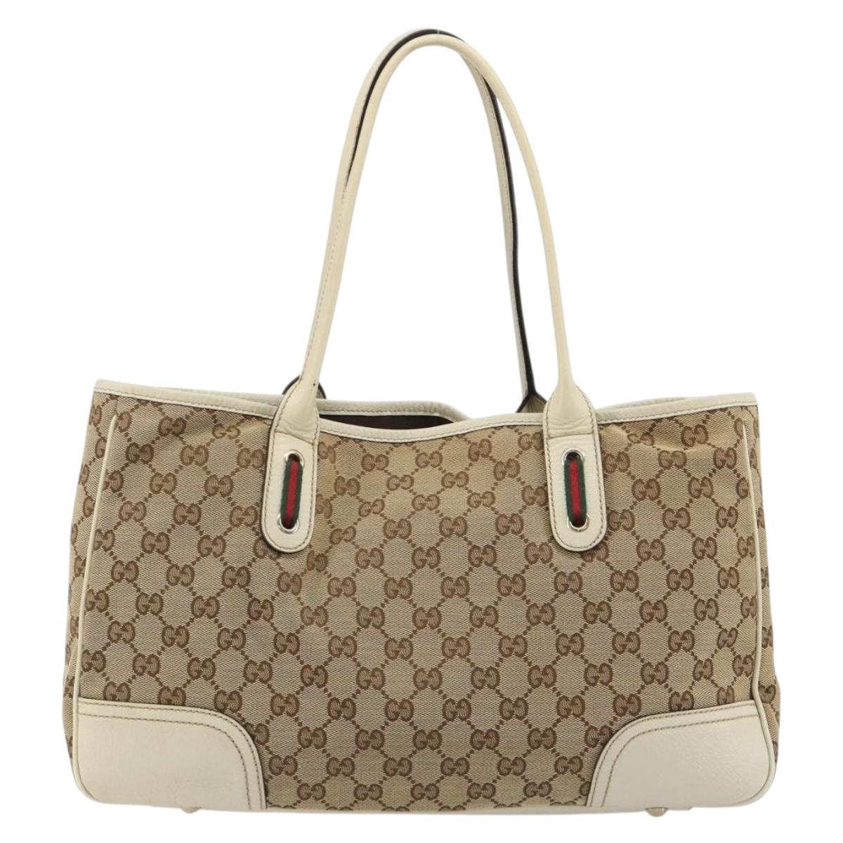 GUCCI GG Canvas Princi Tote Bag Beige Gold 163805 Auth 191309V