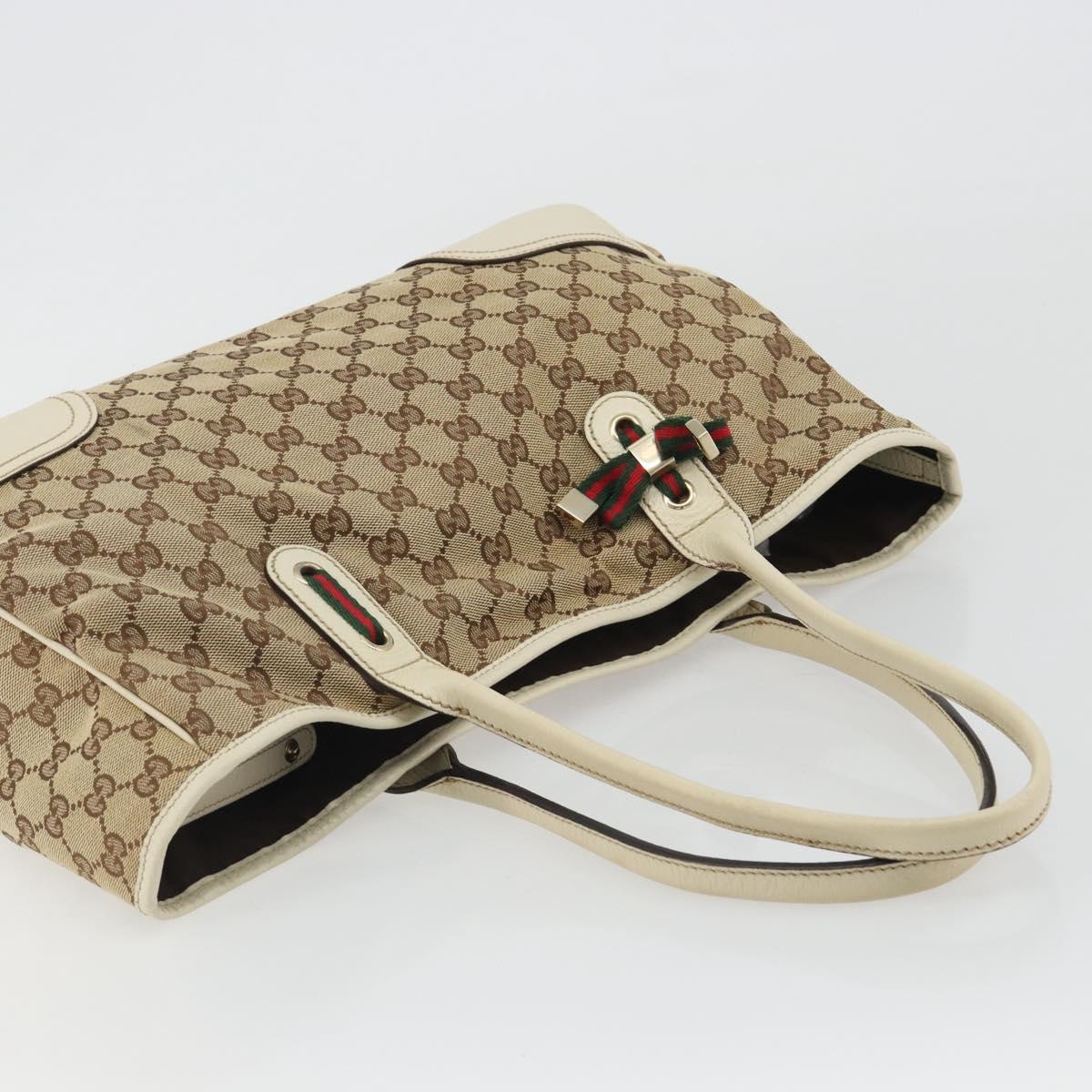GUCCI GG Canvas Princi Tote Bag Beige Gold 163805 Auth 191309V