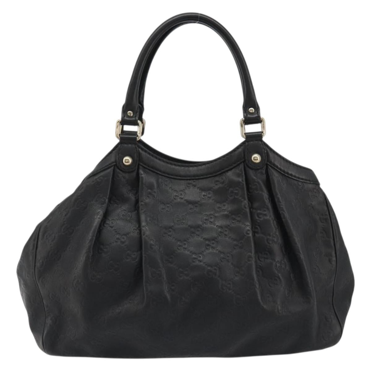 GUCCI GG Canvas Guccissima Sukey Bag Leather Black Gold 211944 Auth 191310A
