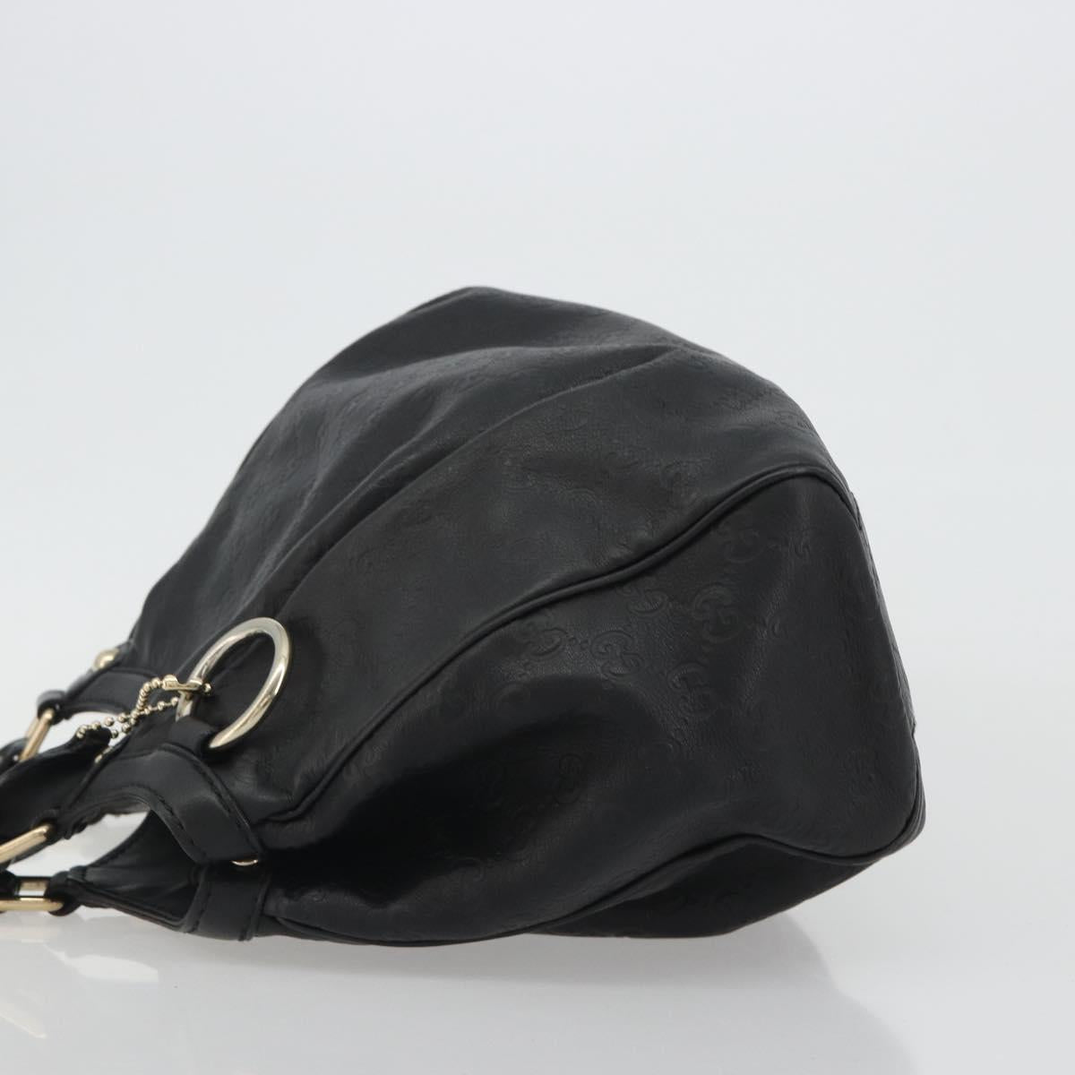 GUCCI GG Canvas Guccissima Sukey Bag Leather Black Gold 211944 Auth 191310A