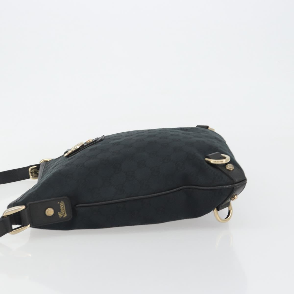 GUCCI GG Canvas Abbey Shoulder Bag Black Gold 131326 Auth 191311A