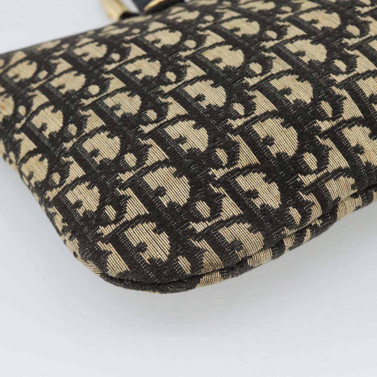 Christian Dior Trotter Canvas Hand Bag Navy Gold Auth 191312