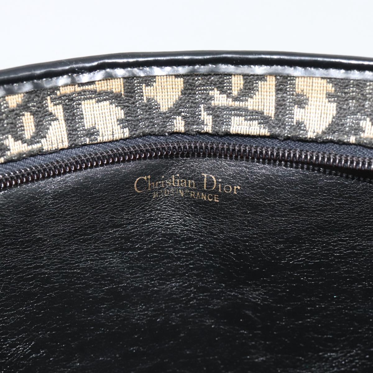 Christian Dior Trotter Canvas Hand Bag Navy Gold Auth 191312