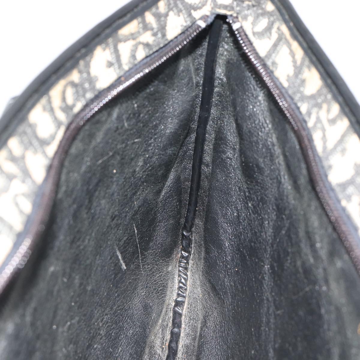 Christian Dior Trotter Canvas Hand Bag Navy Gold Auth 191312