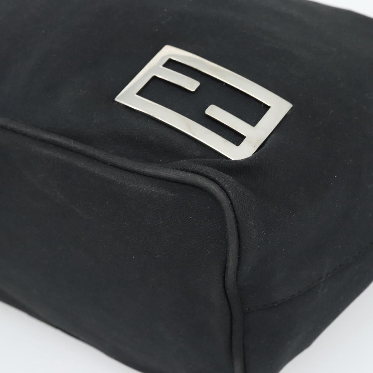 FENDI Shoulder Bag Cotton Jersey Black Silver Auth 191313