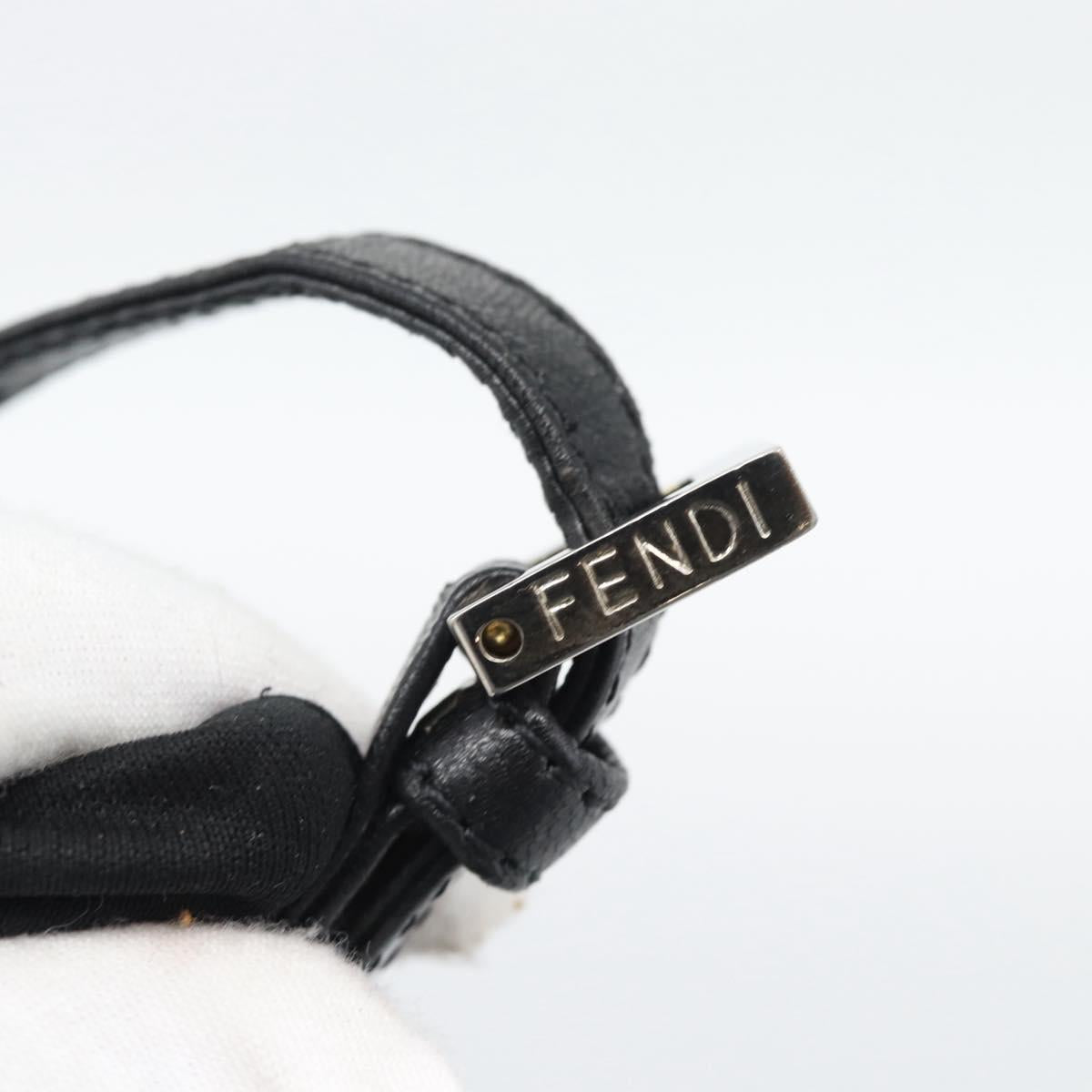 FENDI Shoulder Bag Cotton Jersey Black Silver Auth 191313