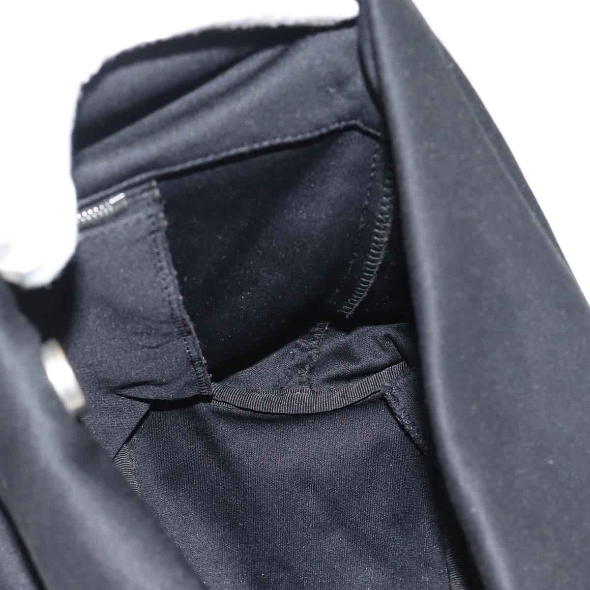 FENDI Shoulder Bag Cotton Jersey Black Silver Auth 191313