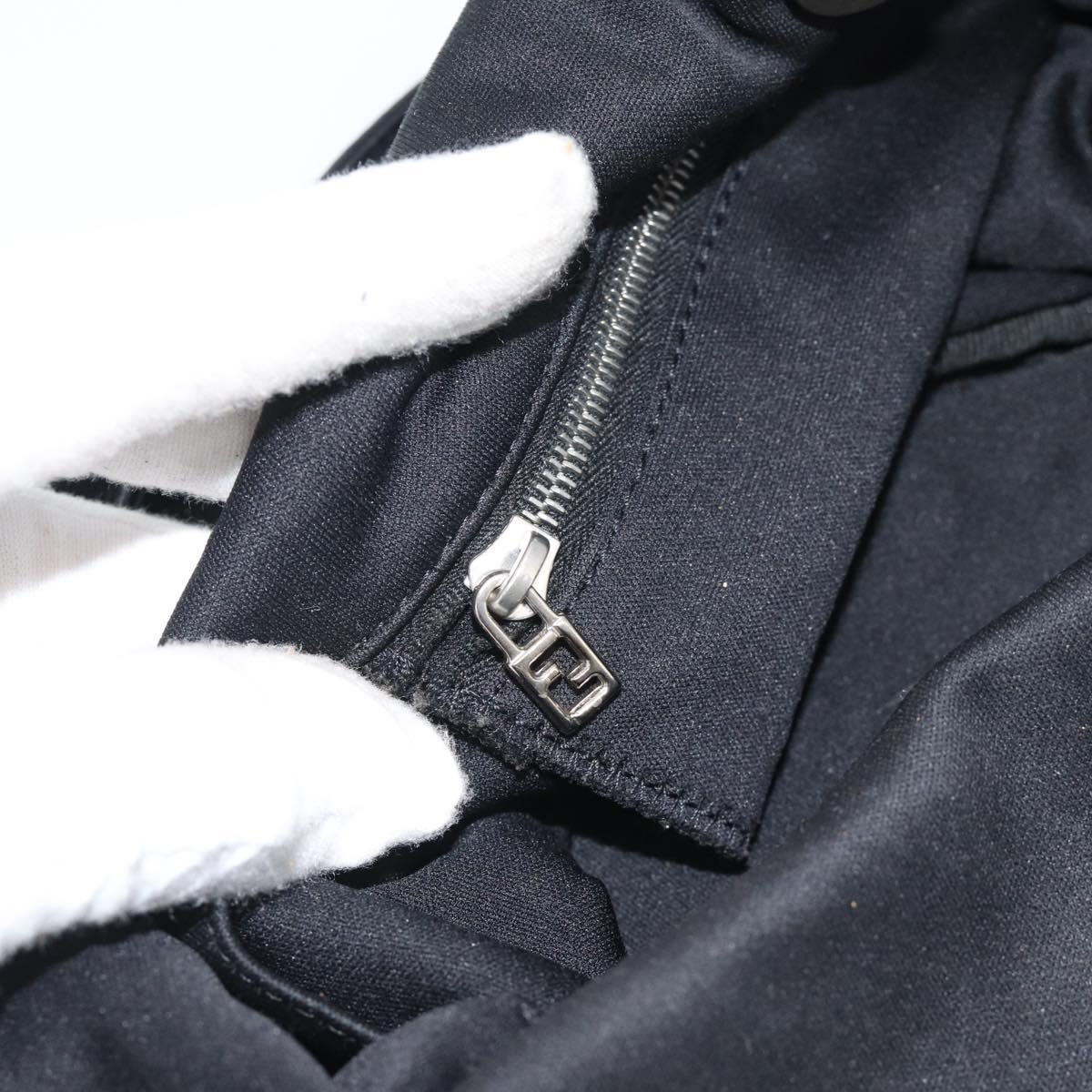FENDI Shoulder Bag Cotton Jersey Black Silver Auth 191313