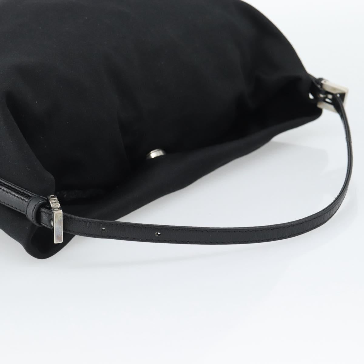 FENDI Shoulder Bag Cotton Jersey Black Silver Auth 191313
