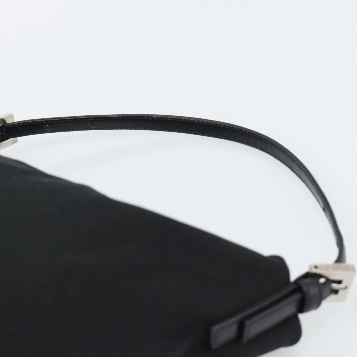 FENDI Shoulder Bag Cotton Jersey Black Silver Auth 191313