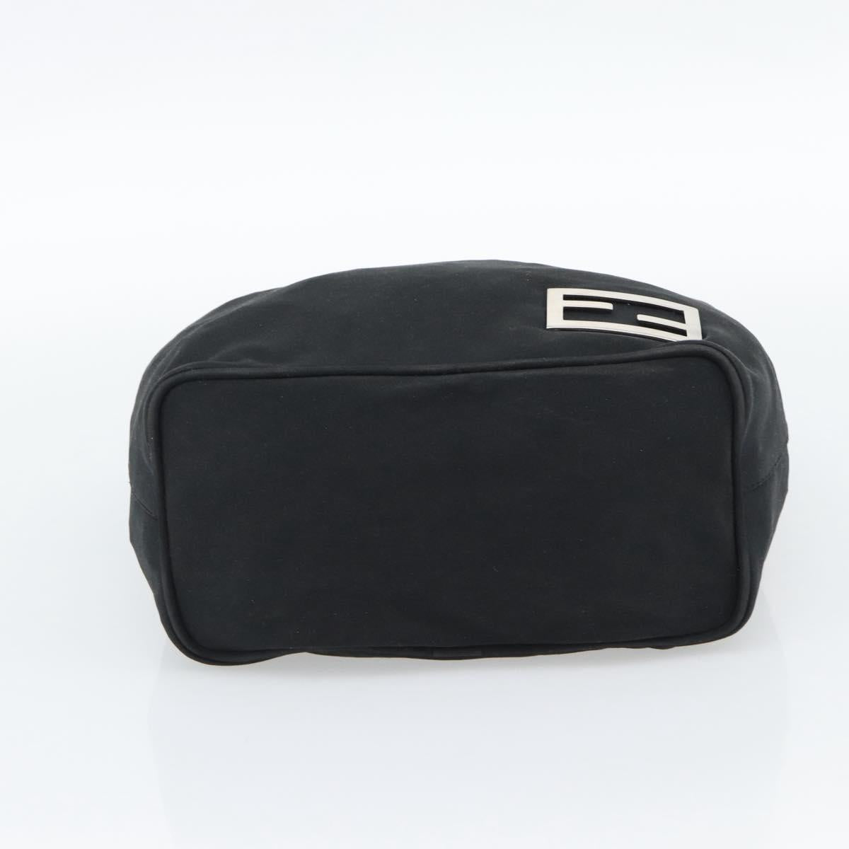 FENDI Shoulder Bag Cotton Jersey Black Silver Auth 191313
