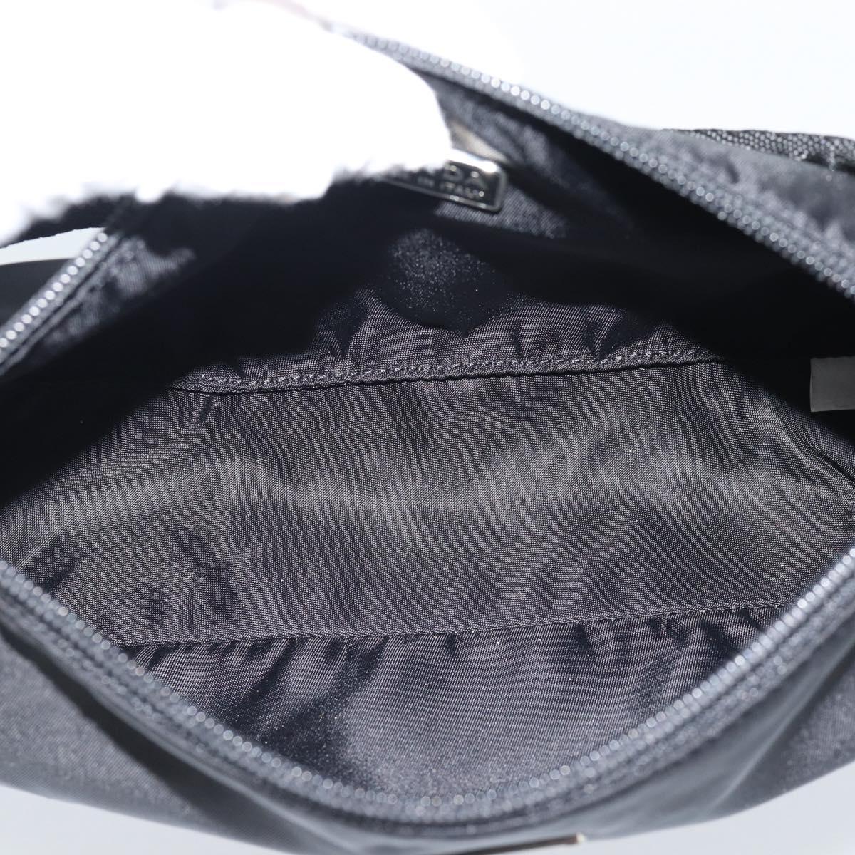 PRADA Accessory Pouch Nylon Black Silver Auth 191315V