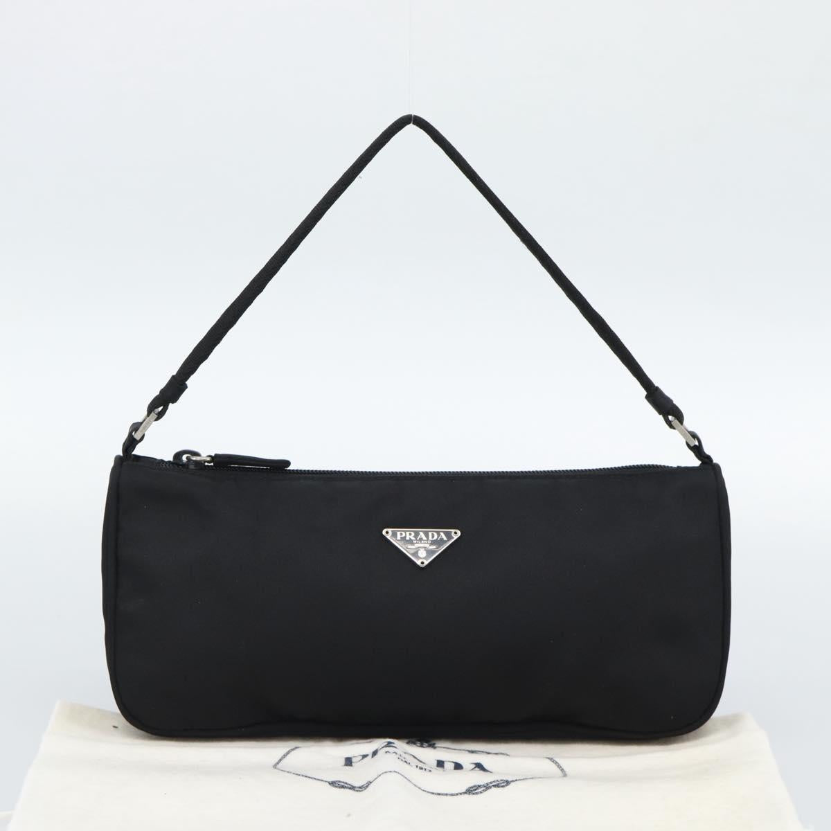 PRADA Accessory Pouch Nylon Black Silver Auth 191315V