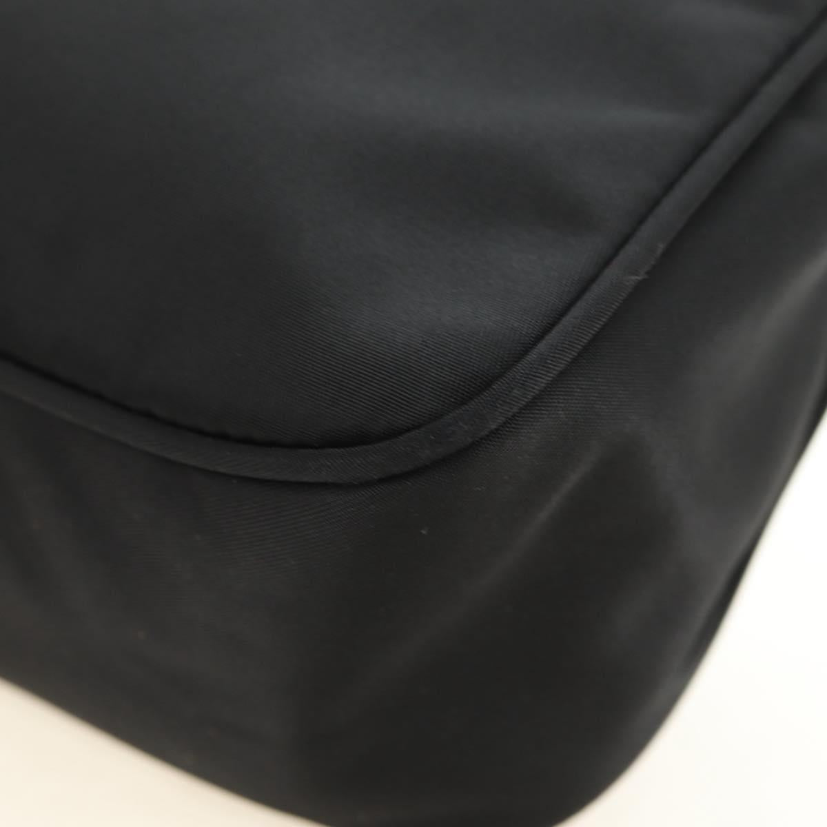 PRADA Hand Pouch Nylon Black Silver Auth 191316V