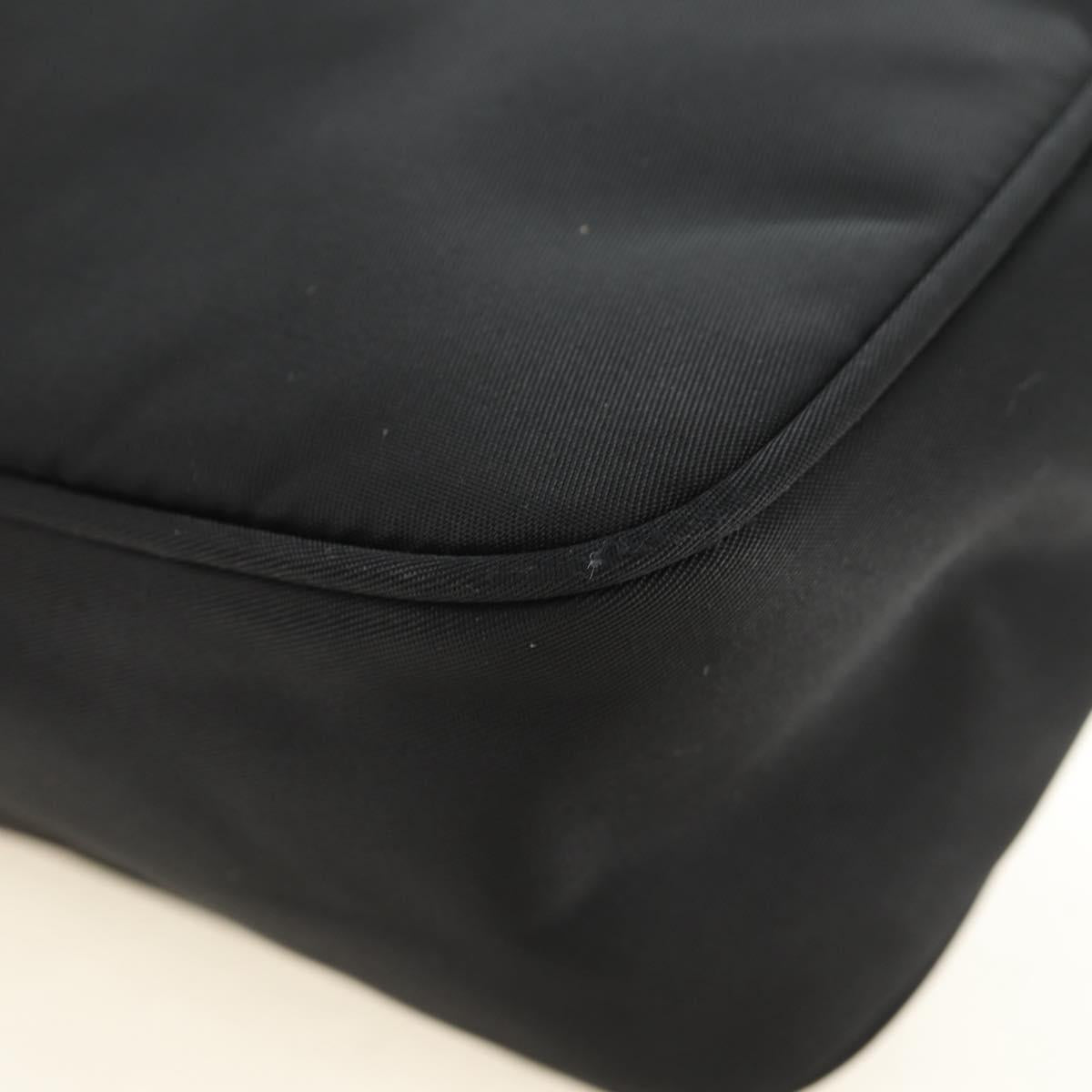 PRADA Hand Pouch Nylon Black Silver Auth 191316V