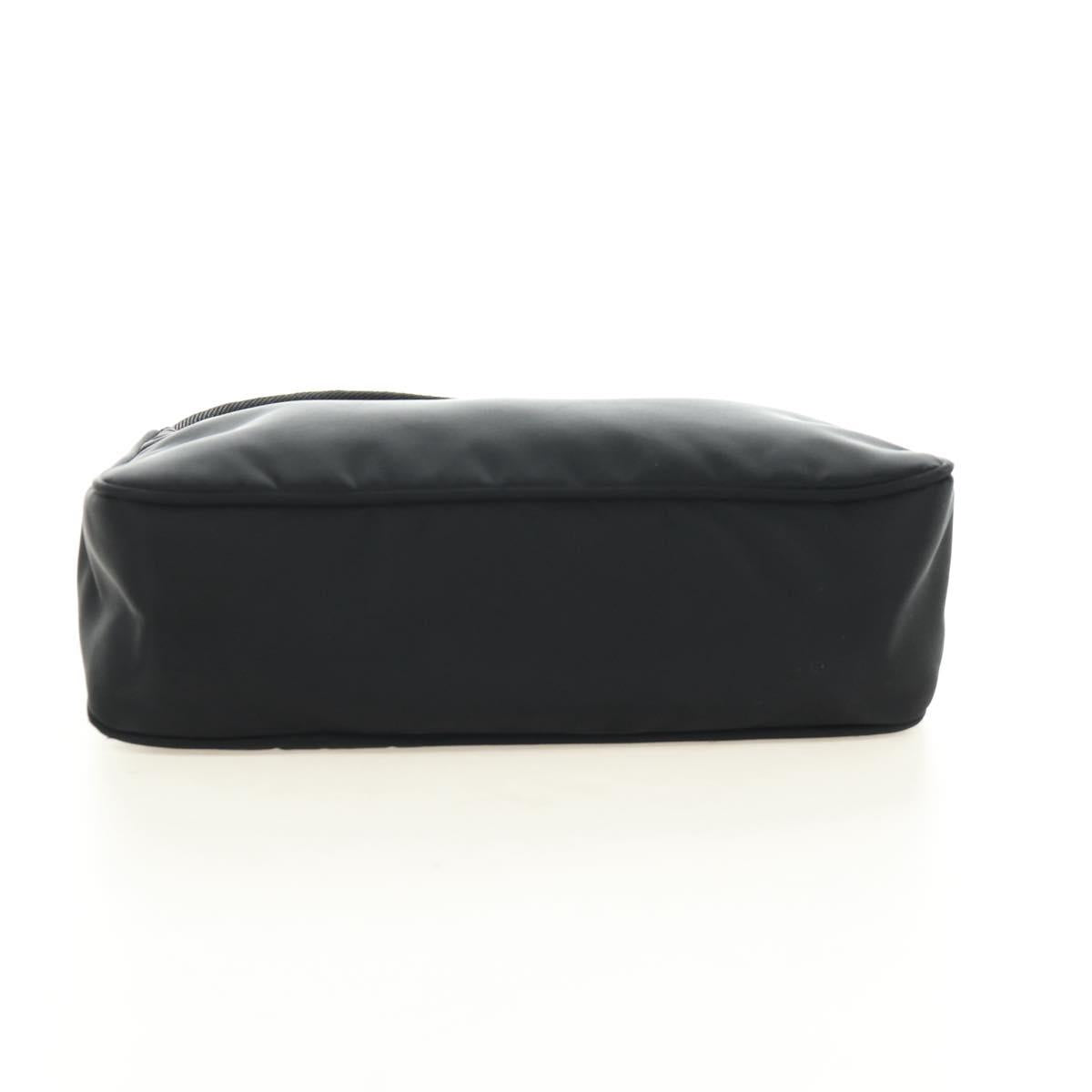PRADA Hand Pouch Nylon Black Silver Auth 191316V