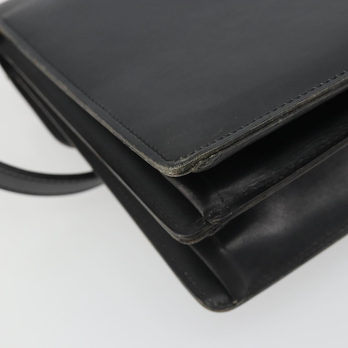 Christian Dior Shoulder Bag Leather Black Gold Auth 191320