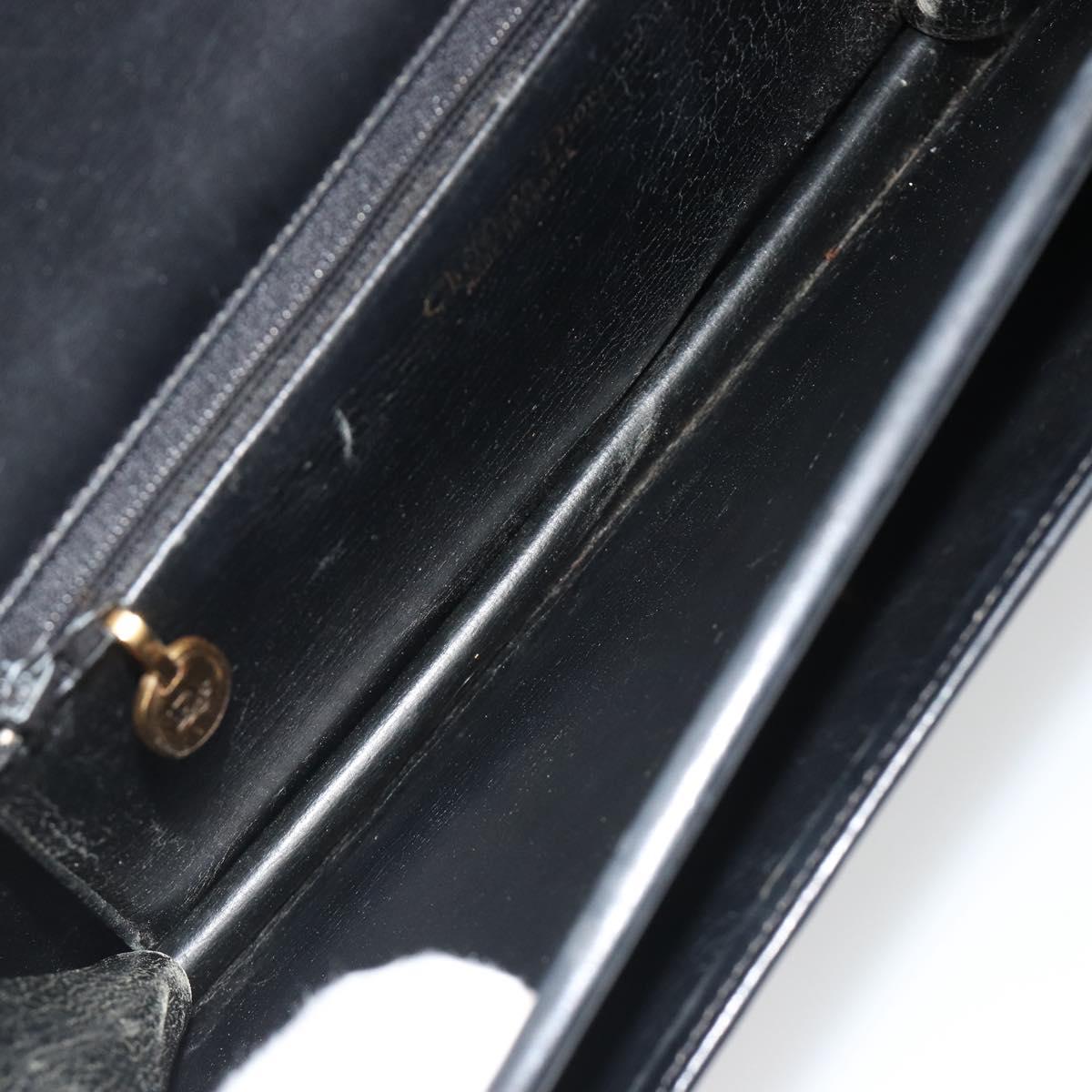 Christian Dior Shoulder Bag Leather Black Gold Auth 191320
