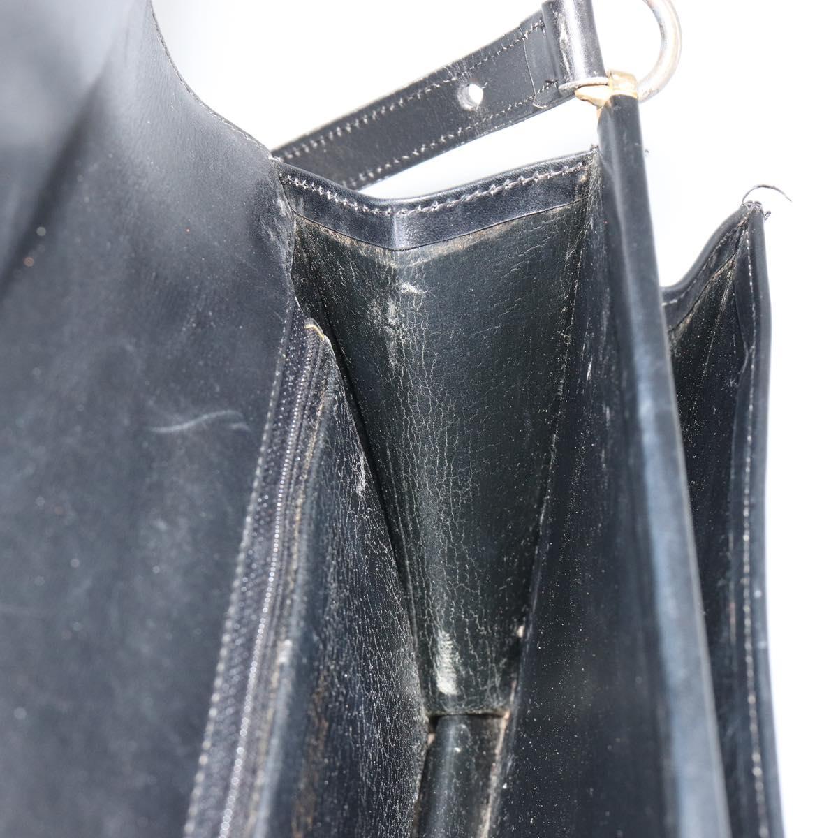 Christian Dior Shoulder Bag Leather Black Gold Auth 191320