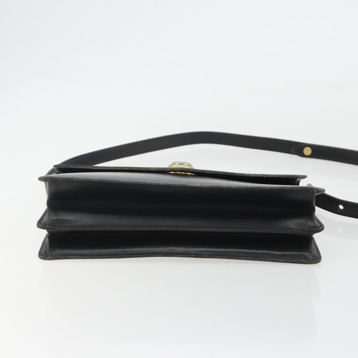 Christian Dior Shoulder Bag Leather Black Gold Auth 191320