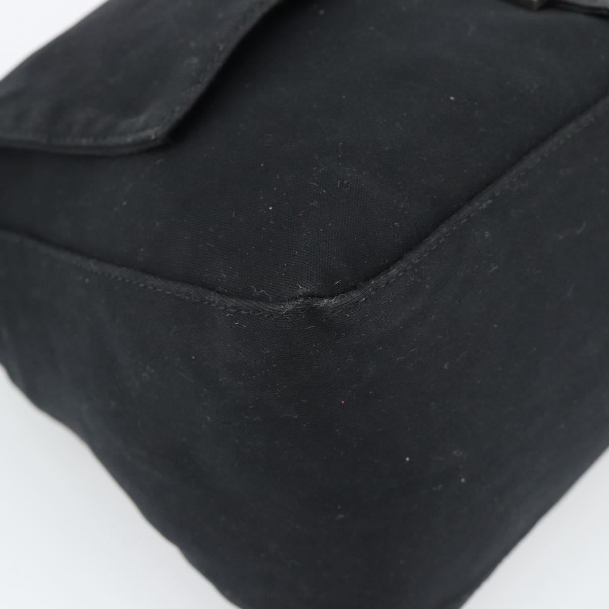 FENDI Mamma Baguette Shoulder Bag Cotton Jersey Black Silver Auth 191327