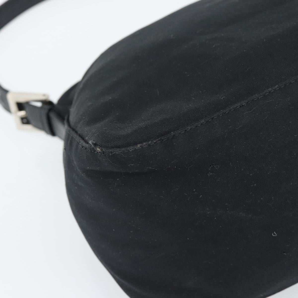 FENDI Mamma Baguette Shoulder Bag Cotton Jersey Black Silver Auth 191327