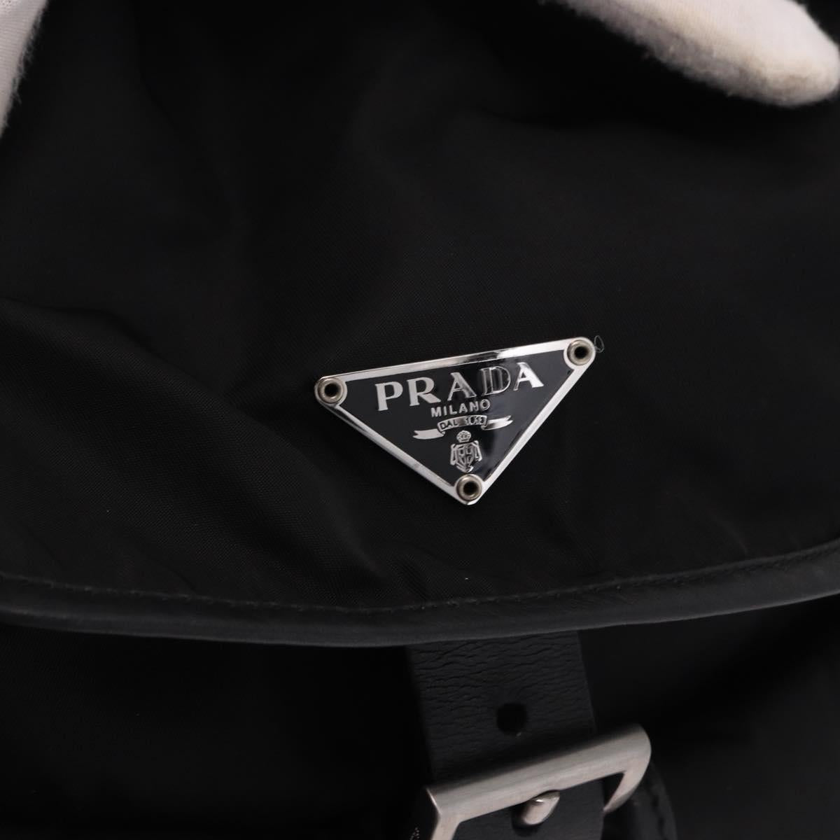 PRADA Backpack Nylon Black Silver Auth 191328V